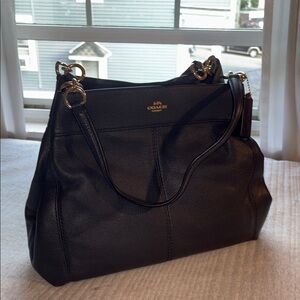 Coach Navy Pebbled Leather Double Sided Shoulder Bag